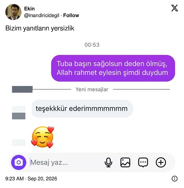 Başsağlığına gelen en neşeli teşekkür.