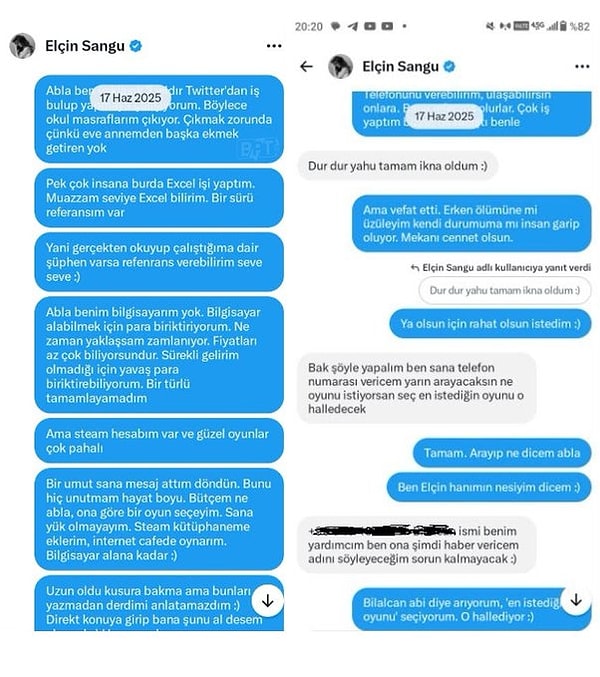 Oyun almak için yardım isteyen gence Elçin Sangu’nun cevabı dikkat çekti!