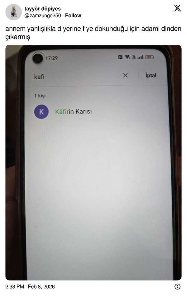 D yerine F'ye basınca rehberdeki kayıt bambaşka bir anlama büründü