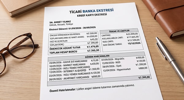 Ekstre tarihlerini kontrol ederek başlamalısınız.