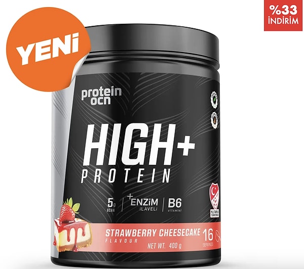High+ Protein Strawberry Cheesecake protein tozu %33 indirimle 1.499 TL yerine net 999 TL!