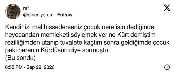 Memleketi sorulunca heyecandan "Kürt" cevabı verdi, tuvaletten dönünce gelen soru daha da beter