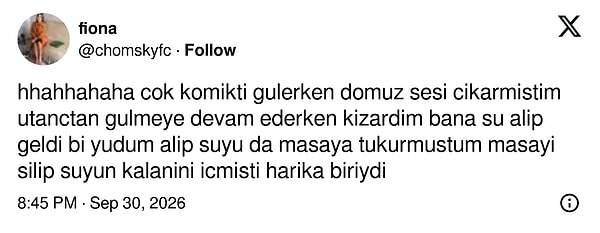 Gülerken çıkan domuz sesi yetmedi, utançtan içilen su da masaya püskürdü