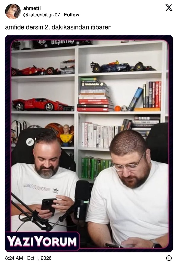 Amfide ders daha ikinci dakikadayken durum bu
