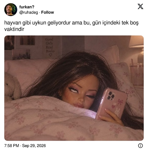 Gözler kapanırken telefon elden bırakılmıyor, çünkü tek boş vakit bu
