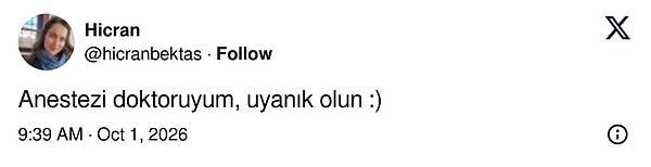 Anestezi doktorundan uyanık kalma çağrısı