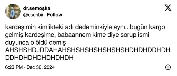 Kardeşe gelen kargo, dedeyle aynı isim yüzünden babaanneyi şoka soktu