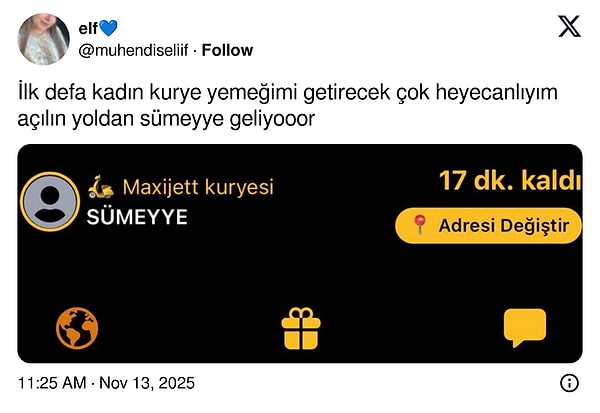 İlk kez kadın kurye gelecek diye evde "açılın yoldan Sümeyye geliyor" havası esti