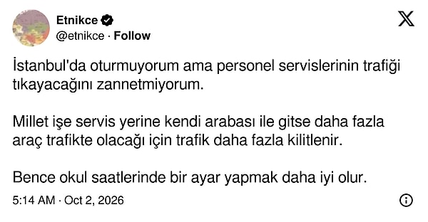 Çözümü servislerde değil okul saatlerinde arayan öneri