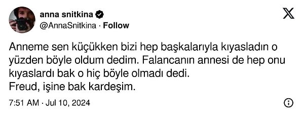 Küçükken kıyaslandığı için böyle olduğunu söyleyene annesinden Freud'u susturan cevap geldi