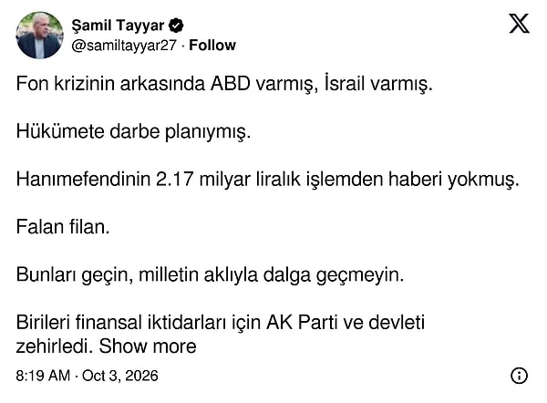 "Birileri finansal iktidarları için AK Parti ve devleti zehirledi."