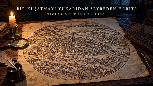 Bir kuşatmayı yukarıdan seyreden harita