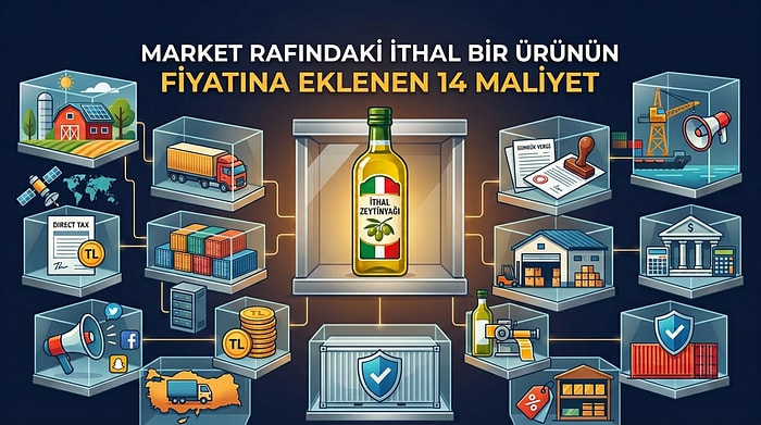 Market Rafındaki İthal Bir Ürünün Fiyatına Eklenen 14 Maliyet
