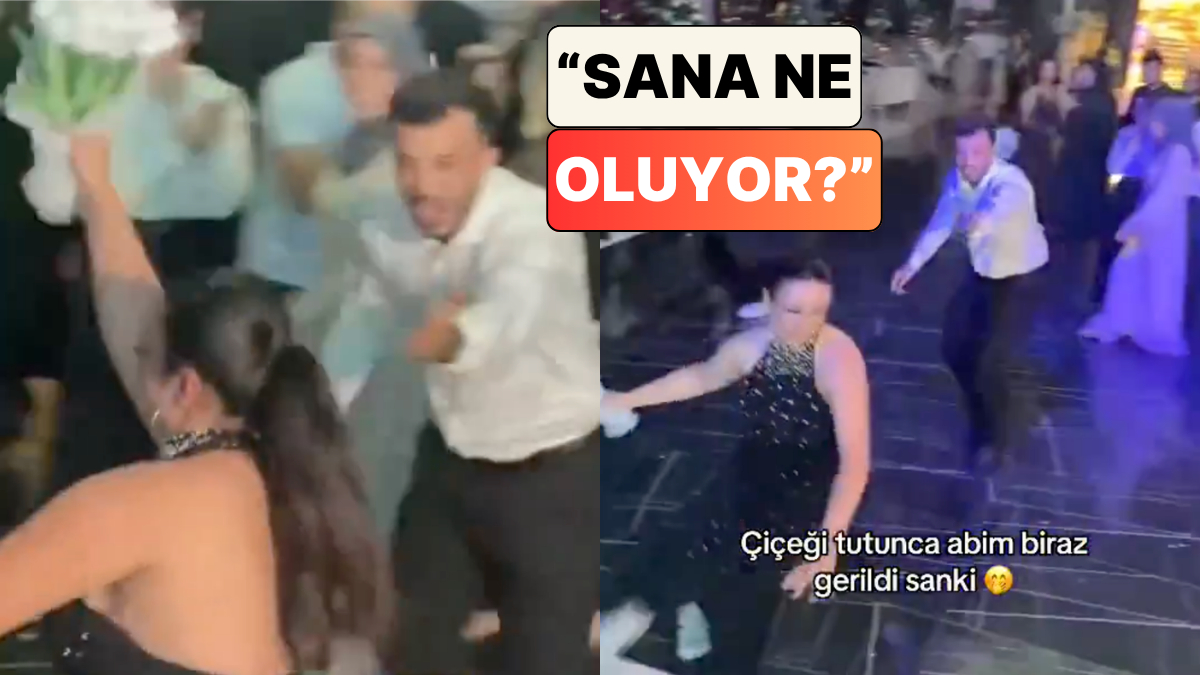 Düğünde Kız Kardeşinin Gelin Çiçeğini Yakaladığını Gören Abi Düğün Salonunda Kardeşini Kovaladı