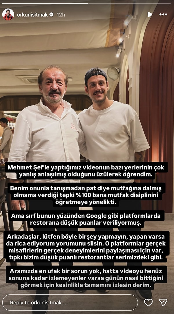 Sosyal medya hesabından paylaşımda bulunan Orkun Işıtmak, şu ifadeleri kullandı: