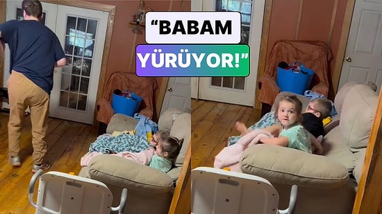 Kazadan Sonra Yatağa Bağımlı Kalan Babalarını Yeniden Yürürken Gören Çocukların Sevinci Kalpleri Isıttı