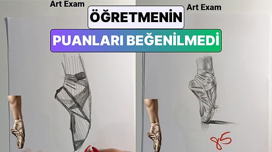 Sınavda Öğrencilerin Referans Görsele Göre Yaptıkları Çizimleri Puanlayan Öğretmenin Notları Beğenilmedi