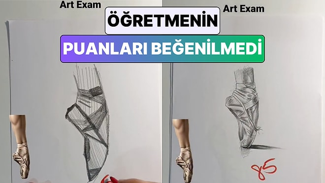 Sınavda Öğrencilerin Referans Görsele Göre Yaptıkları Çizimleri Puanlayan Öğretmenin Notları Beğenilmedi