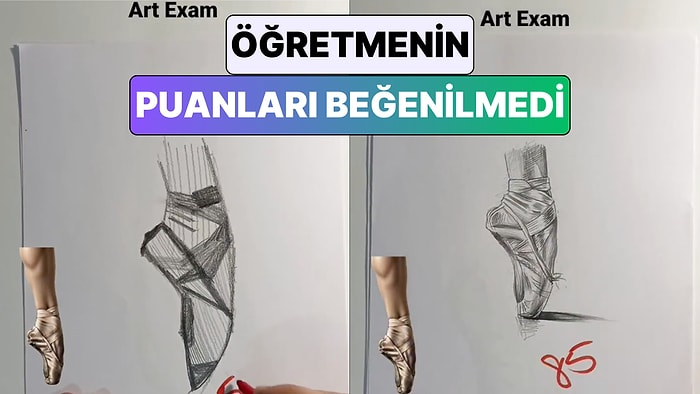 Sınavda Öğrencilerin Referans Görsele Göre Yaptıkları Çizimleri Puanlayan Öğretmenin Notları Beğenilmedi