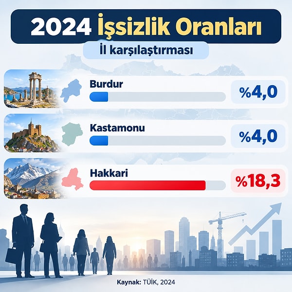 3. Bir şehirde işsizlik oranı %4, başka bir şehirde ise %18,3. Bu iki rakama bakarak aşağıdakilerden hangisini söylemek daha doğru olur?