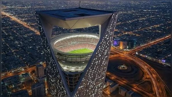 Stadyum, NEOM'daki The Line yapısının içinde yükseltilmiş bir arena olarak tasarlanmıştı.