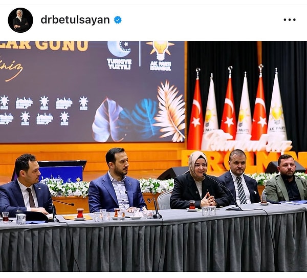 Fatma Betül Sayan Kaya, programa Sosyal Politikalardan Sorumlu Genel Başkan Yardımcısı olarak katılmış, görüntüleri kendi Instagram hesabında paylaşmıştı.