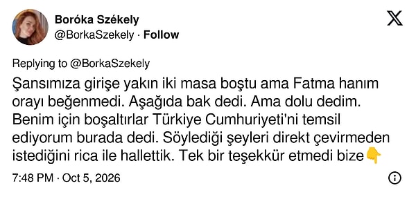 Székely: Kafede "Türkiye Cumhuriyeti'ni temsil ediyorum" denildi.