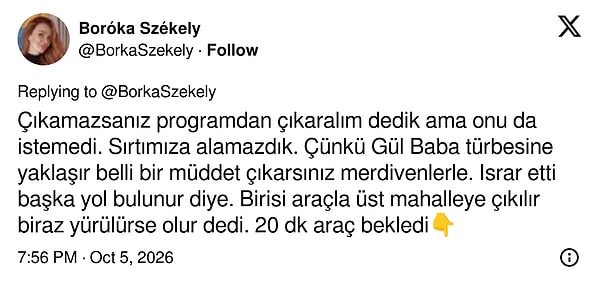 Székely: Programdan çıkarma önerisi kabul edilmedi, araç 20 dakika bekledi.