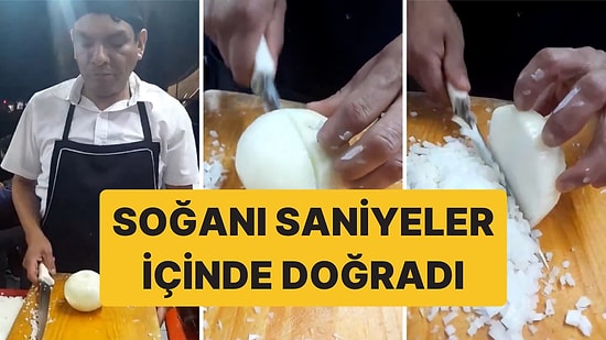 Soğanı Saniyeler İçinde Küp Küp Doğrayan Aşçının Pratik Yöntemi Viral Oldu