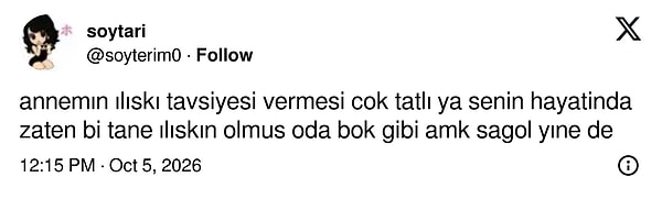 Anne ilişki tavsiyesi verecek ama geçmiş dosyalar ortada