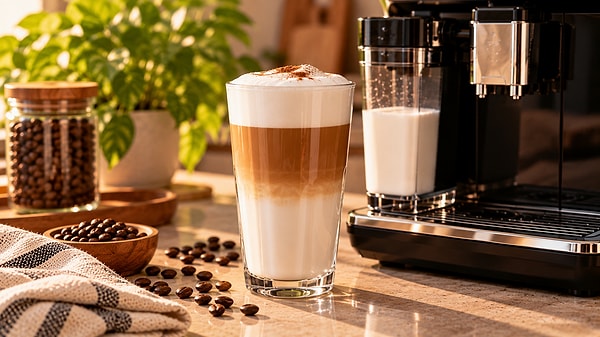 3. Latte, uzun ve şeffaf bardakta daha keyifli olur.