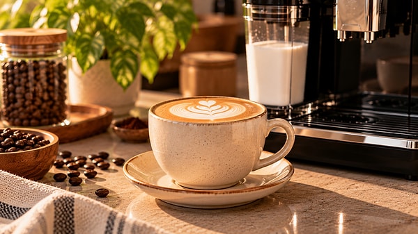4. Flat White, küçük ve kalın seramik fincanda içilmeli.