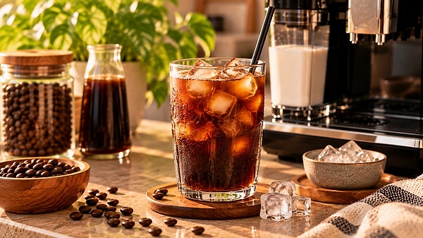 7. Cold Brew, bol buz alabilecek geniş bardakta servis edilmeli.