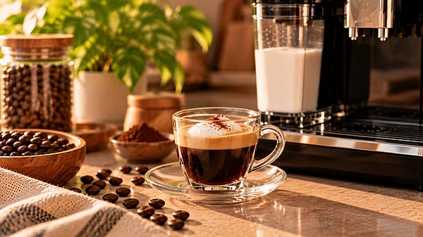 8. Espresso Macchiato, küçük cam veya espresso fincanında içilebilir.