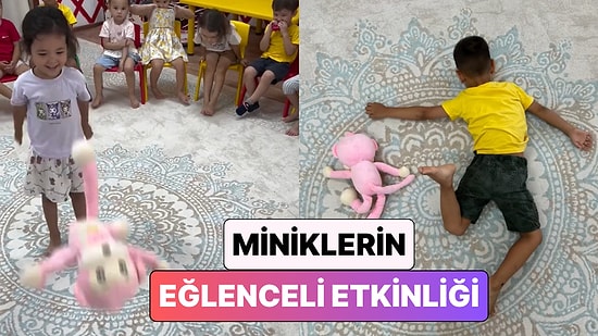 Pelüş Oyuncaklarını Fırlatıp Yere Düştüğü Pozisyonu Taklit Eden Minikler İzleyenleri Güldürdü