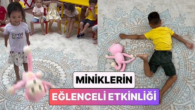 Pelüş Oyuncaklarını Fırlatıp Yere Düştüğü Pozisyonu Taklit Eden Minikler İzleyenleri Güldürdü