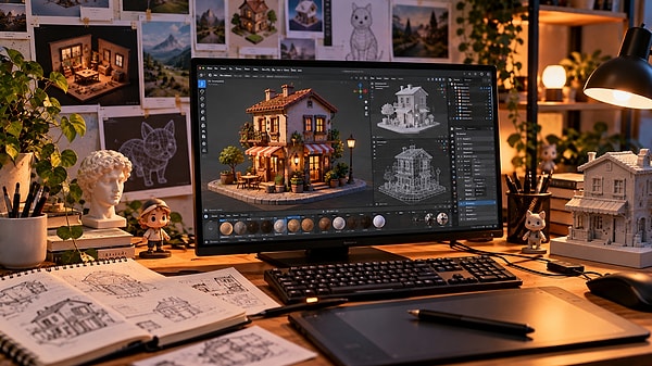 7. 3D modelleme ile kendi dünyanı tasarlayabilirsin.