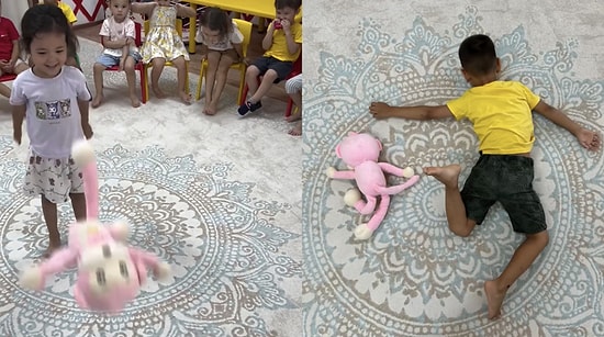 Toddlers Throw Their Plush Toys and Hilariously Copy How They Land on Floor