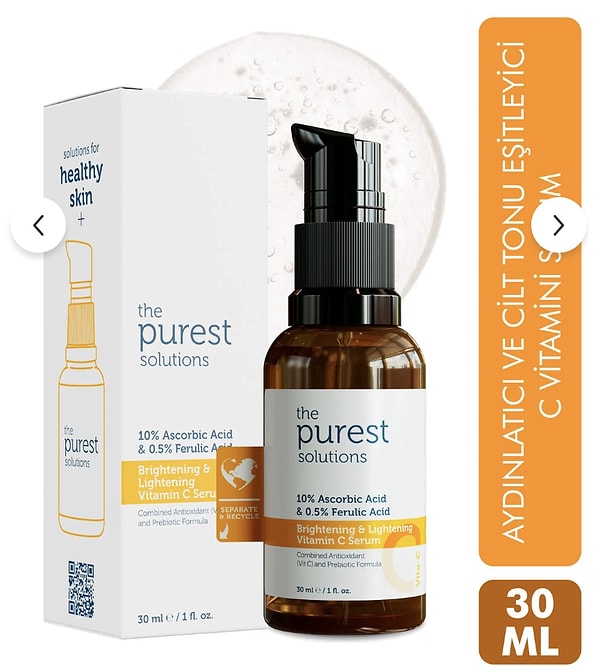 The Purest Solutions C vitamini serumunda %65 indirim ve sepette TPS50 koduyla 50 TL kupon!