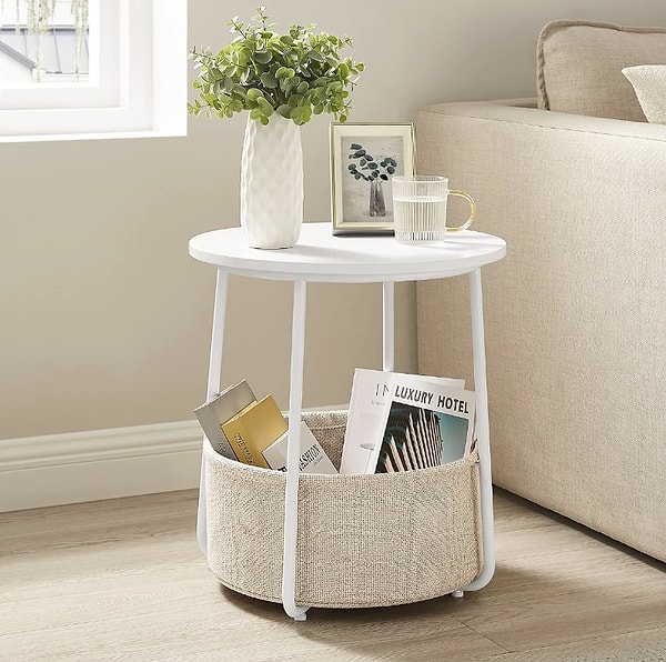 VASAGLE kumaş sepetli modern yuvarlak sehpa son 365 günün en düşüğü net 1.799,00 TL!