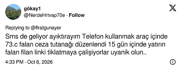 Benzer tuzak araçta telefon kullanma cezası SMS'iyle de geldi