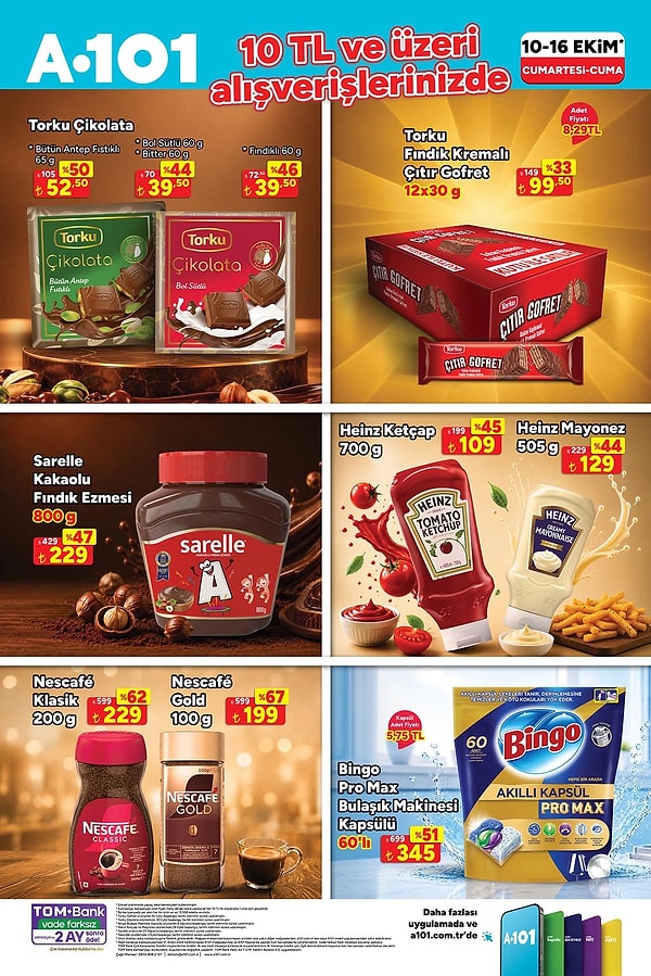 10 TL ve üzeri alışverişlerde;
