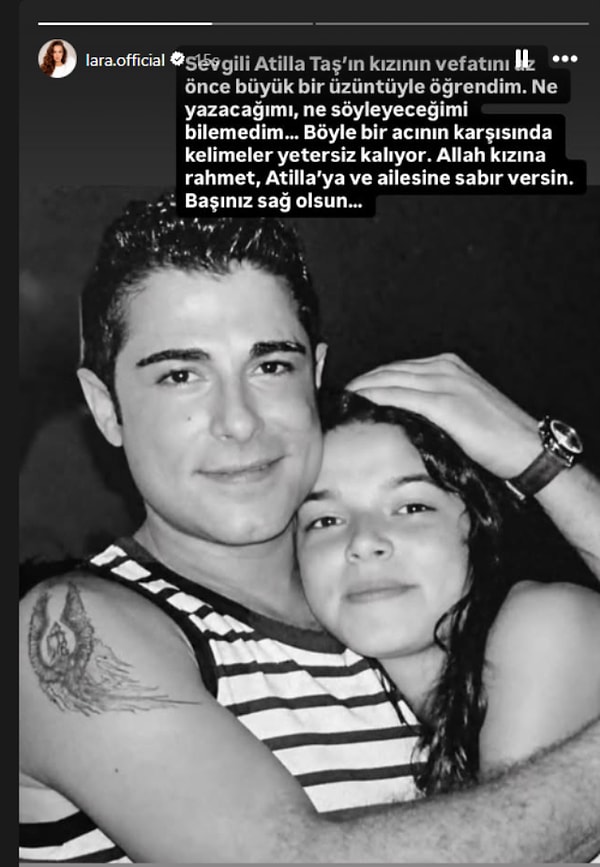 Şarkıcı Lara önce kısa bir başsağlığı hikâyesi paylaştı: "Böyle bir acının karşısında kelimeler yetersiz kalıyor."