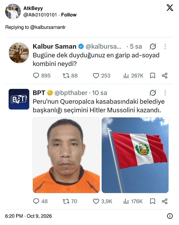 Peru'dan bir siyasi idol: Hitler Mussolini👇