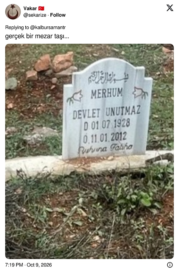 Mezar taşlarına kazınan bir başka efsane daha👇