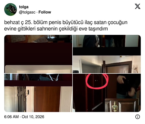 Dizideki şüpheli evi ile kullanıcının taşındığı daire, oturma odasından itibaren birebir örtüştü.
