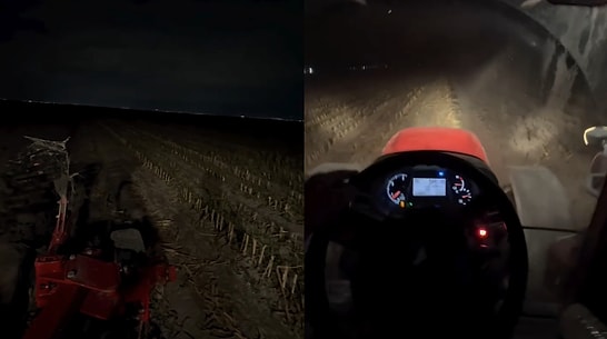 Tractor Driver Shares Captivating Footage Plowing Fields in the Dark in Konya