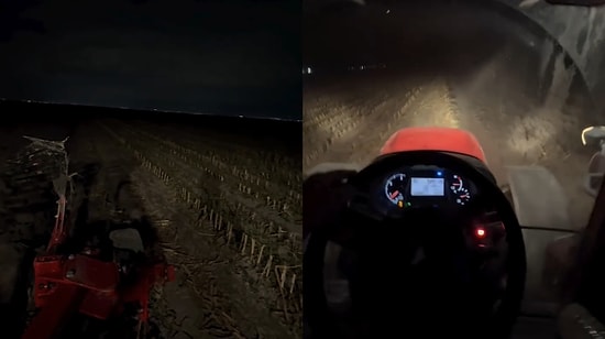 Tractor Driver Shares Captivating Footage Plowing Fields in the Dark in Konya