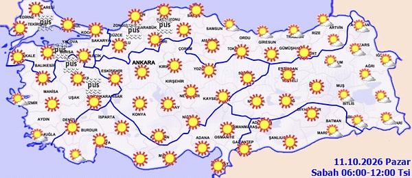 Meteoroloji Genel Müdürlüğü tarafından yapılan son değerlendirmelere göre; ülke genelinin az bulutlu ve açık, güney kesimlerin ise parçalı bulutlu geçeceği tahmin ediliyor.