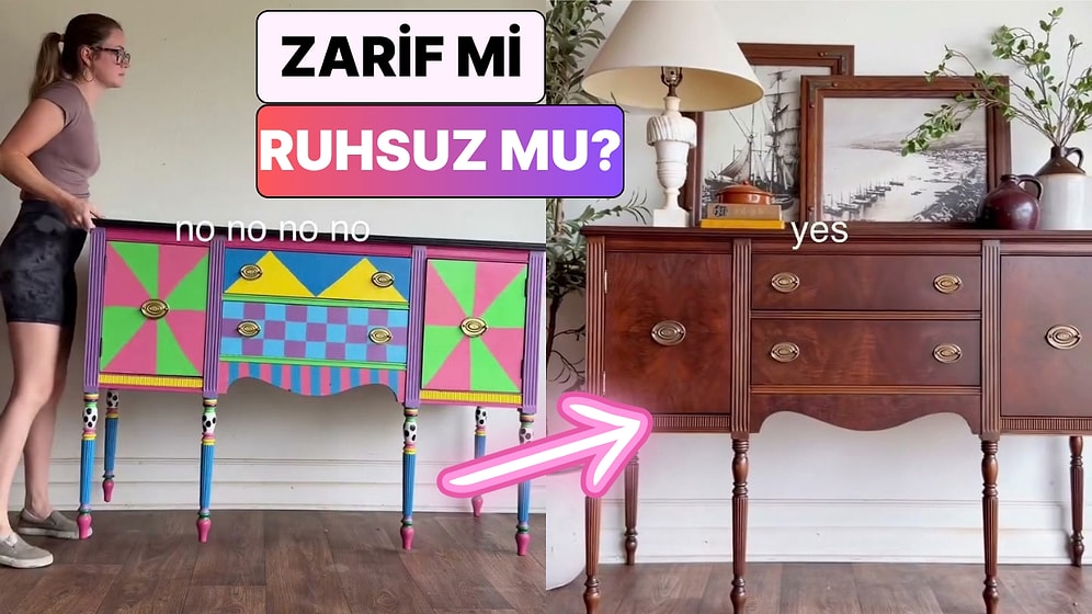 Boyalı Mobilyaların Rengini Sıyırarak Eski Ahşap Haline Getiren Kadın Sosyal Medyayı İkiye Böldü